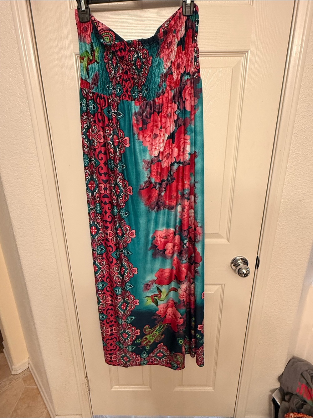 Magic Multicolor Teal, Pink & Lime Patterned Maxi Dress